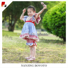 wholesale girls red checkered blue clothing sets